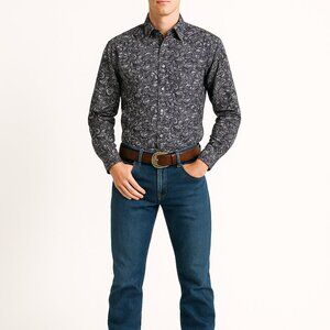 Cinch Western Paisley Button Up Shirt XS Rodeocore Cowboy Ranchwear Purple Y2K